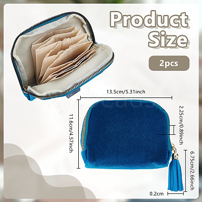 Rectangle Velvet Jewelry Zipper Storage Bags ABAG-WH0709-437A-1
