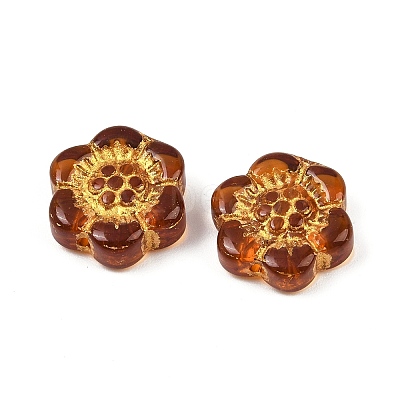 Baking Paint and Golden Metal Enlaced Glass Beads DGLA-T004-10M-1