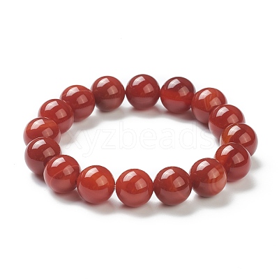 Natural Red Agate Beaded Stretch Bracelets BJEW-A117-E-25-1