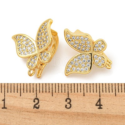 Rack Plating Brass Micro Pave Clear Cubic Zirconia Twister Clasps KK-B093-28G-1