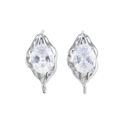 Brass Stud Earring Findings X-KK-N232-434P-1