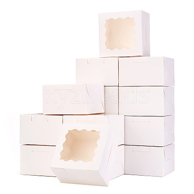 Square Paper Biscuit Boxes with Lace Edged Square Clear Window CON-TAC0001-12A-01-1