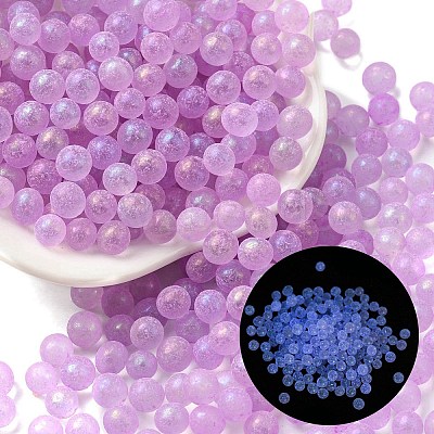 Luminous Glow in the Dark Transparent Glass Round Beads GLAA-F124-B01-1