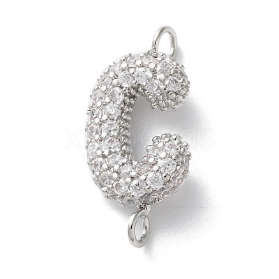 Brass Micro Pave Cubic Zirconia Letter Links KK-I717-04C-P-1