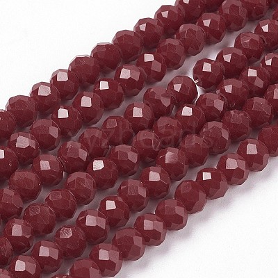 Faceted Solid Color Glass Rondelle Beads Strands X-GLAA-Q044-6mm-25-1