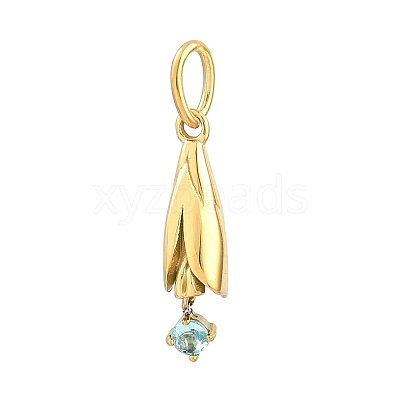 304 Stainless Steel Micro Pave Cubic Zirconia Pendants SA-CBA1D2B-01G-C-1