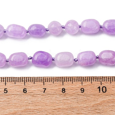 Natural Dyed Malaysia Jade Tumble Stone Nuggets Beaded Long Necklaces for Women NJEW-F340-A03-1