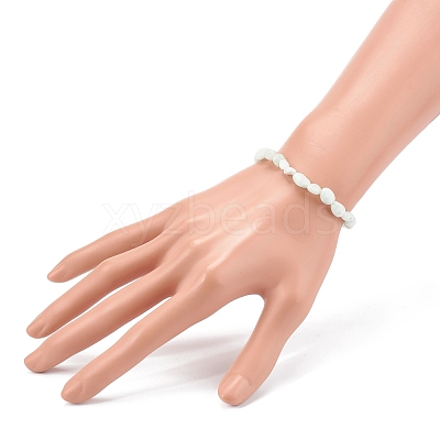 Natural Larimar Stretch Beaded Bracelets BJEW-JB05929-02-1