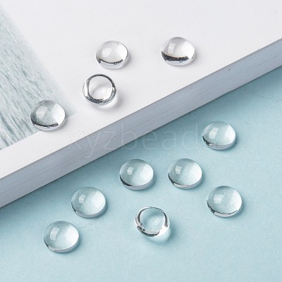 Transparent Half Round Glass Cabochons GGLA-R027-8mm-1