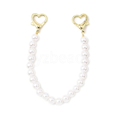 ABS Plastic Imitation Pearl Round Beaded Purse Decorative Chains HJEW-JM04460-1