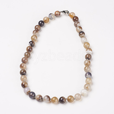 Natural Dyed Agate Beads Necklaces NJEW-F139-10mm-15-1