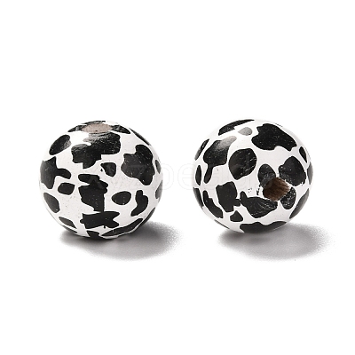 Printed Wood European Beads WOOD-F011-06-1