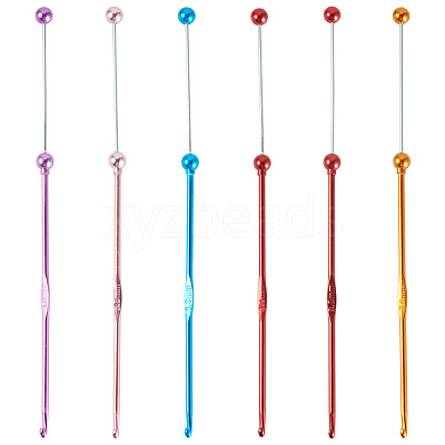 6Pcs 5 Colors DIY Alloy Beadable Crochet Hooks AJEW-TA0003-51-1