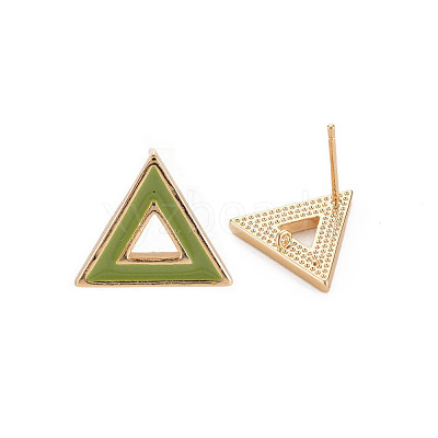 Brass with Enamel Stud Earring Findings KK-S356-673G-NF-1