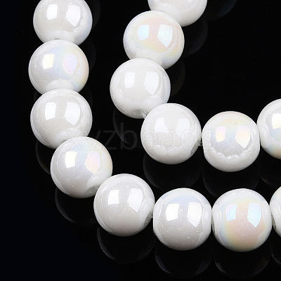 Electroplate Opaque Glass Beads Strands X-GLAA-T032-P8mm-AB02-1