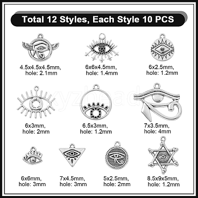 110Pcs 11 Styles Alloy Pendant Rhinestone Settings FIND-GA0006-99AS-1