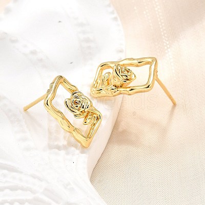 Brass Stud Earrings LS-EJEW-G432-01G-1