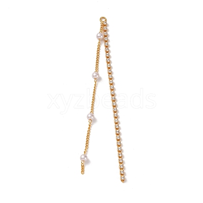Brass Micro Pave Clear Cubic Zirconia & ABS Plastic Pearl Big Pendants KK-G510-05G-1