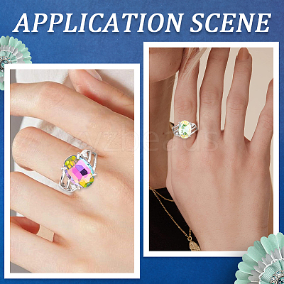 8Pcs Brass Adjustable Solitaire Ring Components KK-SC0003-95-1