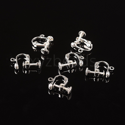 Brass Clip-on Earring Findingsfor non-pierced Ears X-EC143-S-1
