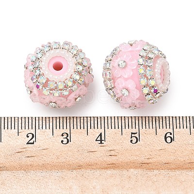 Bling Resin Rhinestone Flower Beads OACR-D310-01P-D-1