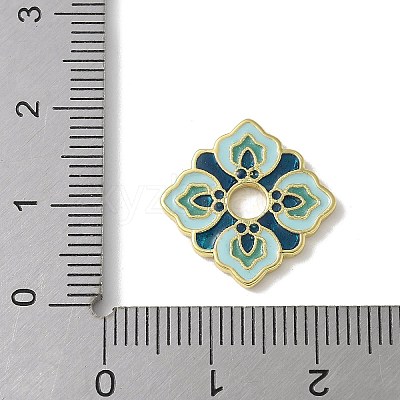 Flower Brass Enamel Beads KK-P290-11G-02-1