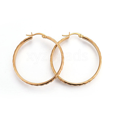 Ion Plating(IP) 304 Stainless Steel Hoop Earrings EJEW-L215-15G-1