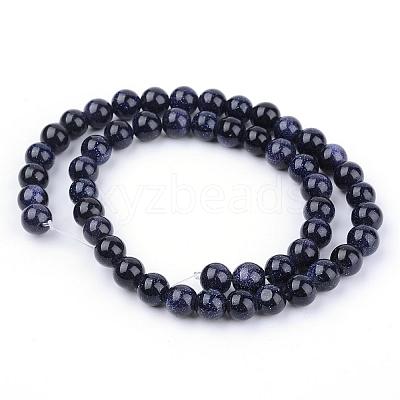 Synthetic Blue Goldstone Beads Strands G-Q462-6mm-28-1