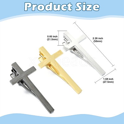 3Pcs 3 Colors Brass Tie Clips BUTT-CJ0001-11-1