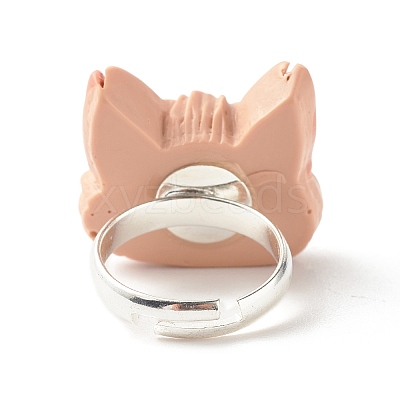 Resin 3D Mixed Animal Adjustable Rings RJEW-JR00428-M-1