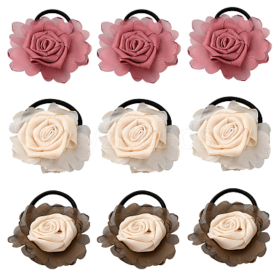 9Pcs 3 Colors Polyester Hair Accessories OHAR-GO0001-16-1