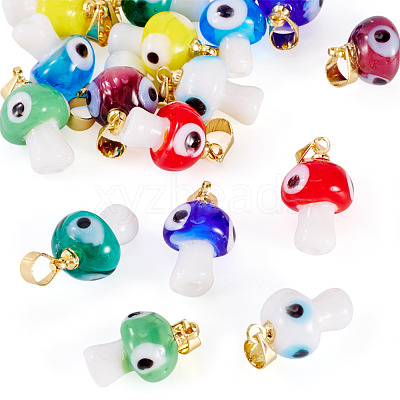 16Pcs 8 Colors Handmade Lampwork Pendants LAMP-TA0001-78-1