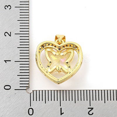 Rack Plating Brass Micro Pave Clear Cubic Zirconia Pendants ZIRC-L100-155G-1