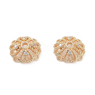 Rack Plating Brass Cubic Zirconia Bead Cap KK-A183-77G-1