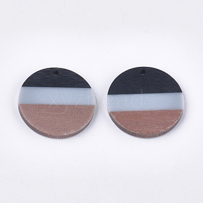 Tri-color Resin & Walnut Wood Pendants X-RESI-S358-78B-1