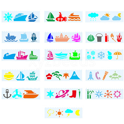 2 Sets 2 Styles PET Hollow Out Plastic Drawing Painting Stencils Templates AJEW-GF0006-91A-1