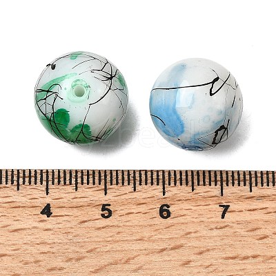 Opaque Spray Painted Glass Beads DGLA-MSMC002-16mm-1