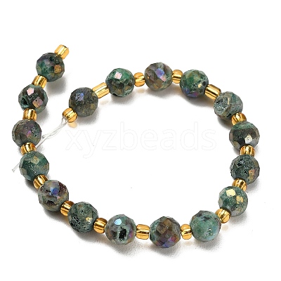 Electroplated Natural Druzy Geode Crystal Beads Strands G-F833-P01-8mm-03-1