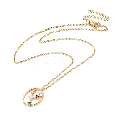 Colorful Cubic Zirconia Constellation Pendant Necklace NJEW-H166-01E-1