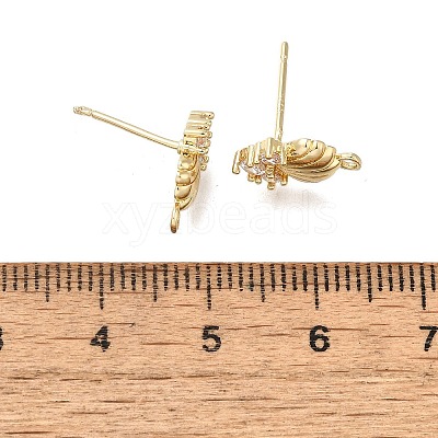 Brass Cubic Zirconia Stud Earring Finding KK-Q048-15G-1
