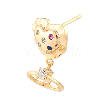 Brass Pave Colorful Cubic Zirconia Stud Earring Findings KK-N216-545-1