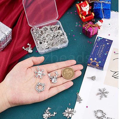 72Pcs 12 Style Tibetan Style Alloy Pendants FIND-SC0004-77-1