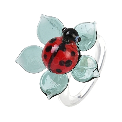 Rotatable Handmade Lampwork Rings RJEW-P158-02B-1