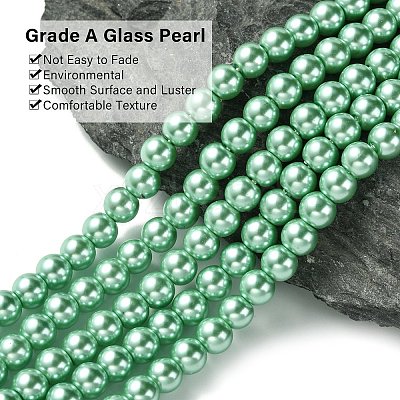 Eco-Friendly Dyed Glass Pearl Beads Strands HY-A008-6mm-RB108-1