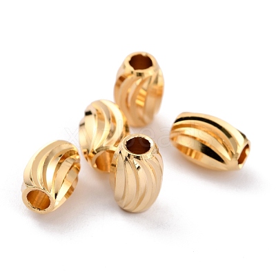 Brass Corrugated Beads KK-O133-210C-G-1