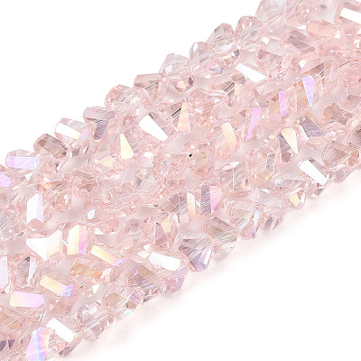 Electroplate Transparent Glass Beads Strands X-GLAA-N021-4mm-10-1