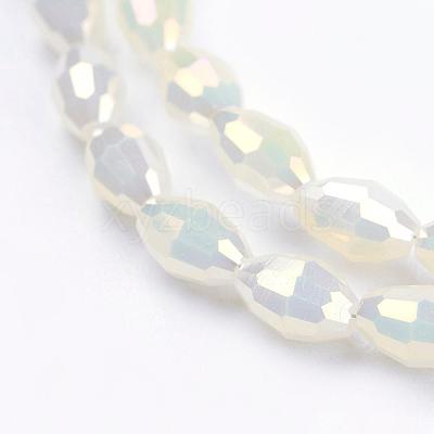 Electroplate Glass Beads Strands EGLA-J013-4X6mm-F03-1