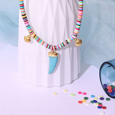 Flat Round Handmade Polymer Clay Beads CLAY-R067-8.0mm-31-1
