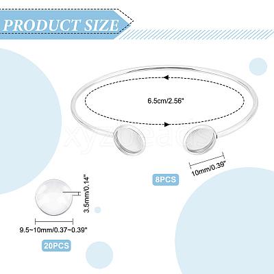 8Pcs Adjustable 304 Stainless Steel Cuff Bangle Making STAS-UN0040-43-1