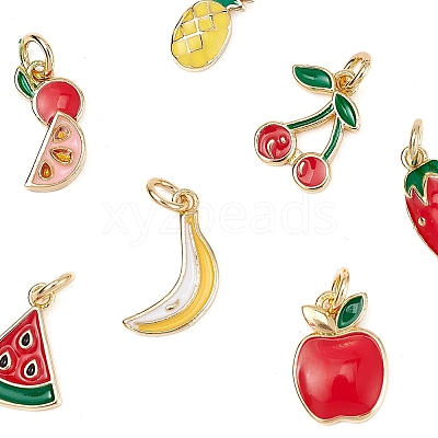 7Pcs 7 Style Brass Enamel Charms KK-YW0001-34-1